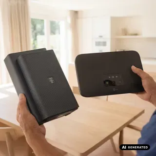 Eine Person die den Speedport 7 und Speedport Smart 4 in den Händen hält