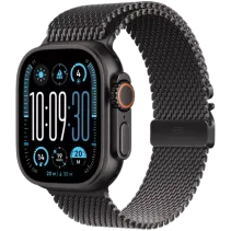 Apple Watch Ultra 2 Titan Milanaise Armband Schwarz/Schwarz Medium