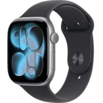 Apple Watch Series 11 GPS Aluminium Sportarmband Space Grau/Schwarz/46 mm