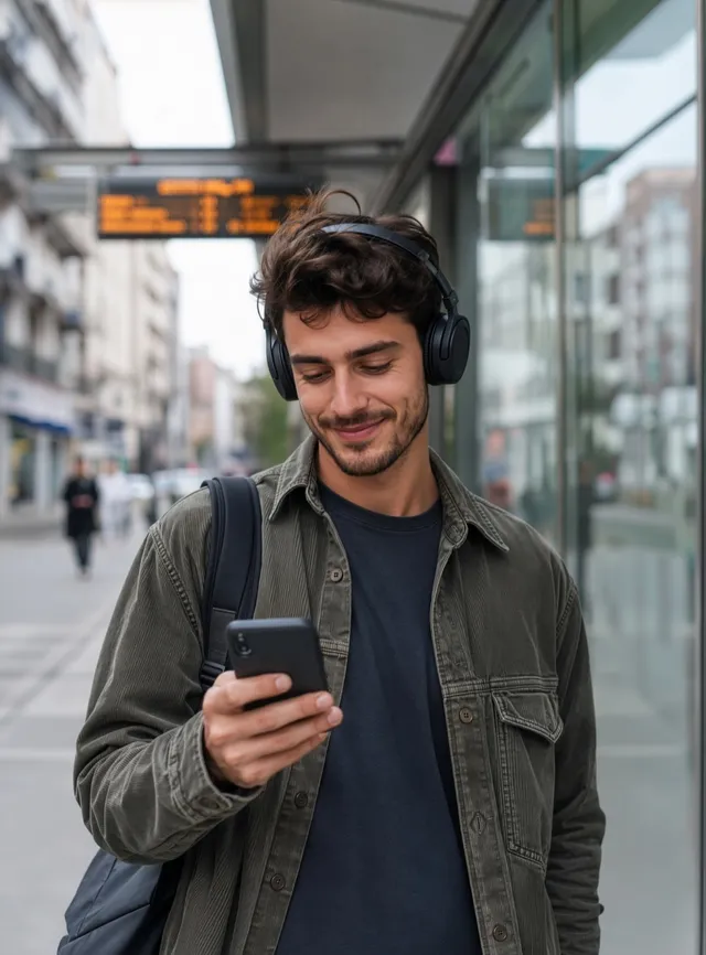 Junge Frau nutzt ihr Smartphone in der Stadt