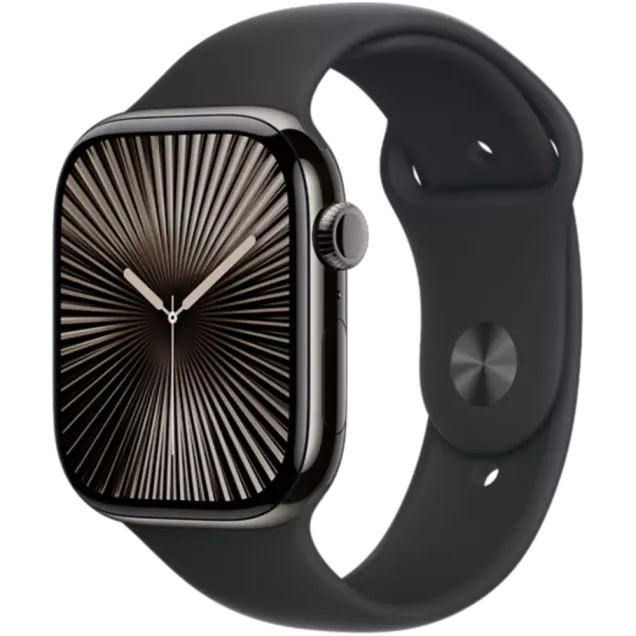Apple Watch Series 10 Titan Sportarmband Schiefer/Schwarz M/L