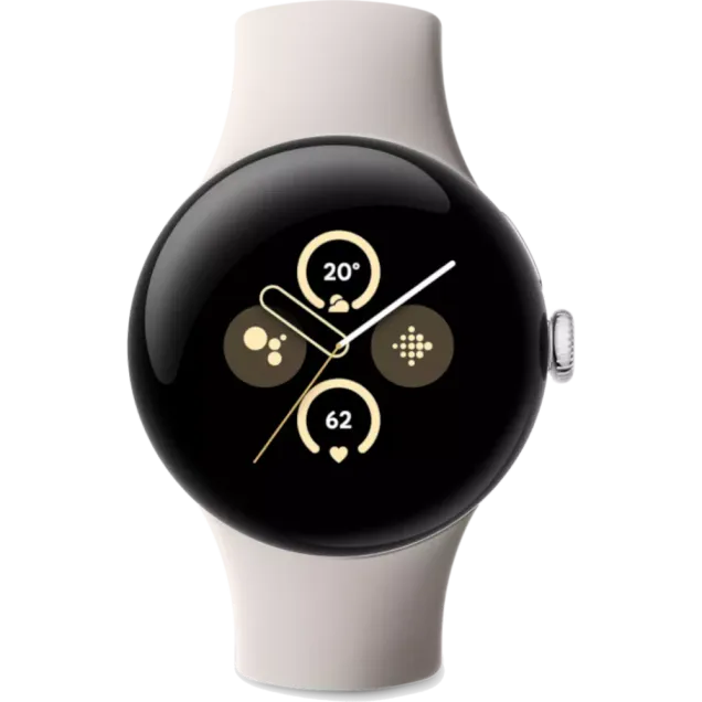 Google Pixel Watch 2 LTE Polished Silver Case Porcelain Active Band Porcelain