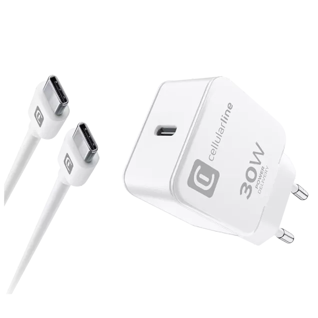 Cellularline USB-C Charger Kit für Apple 30W PD Weiß