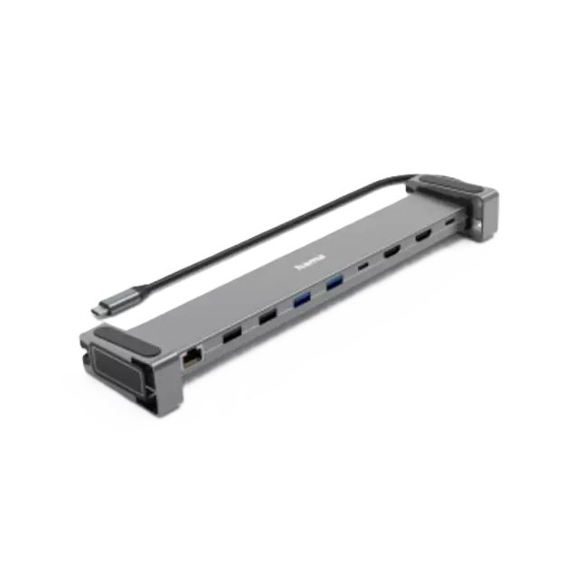 Hama USB-C-Docking-Station "Connect2Office Basic V2", Standfüße, 9 Ports Grau