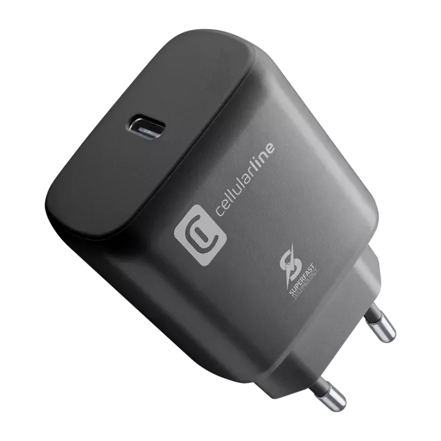Cellularline USB Typ-C Super Fast Travel Charger 25W Schwarz