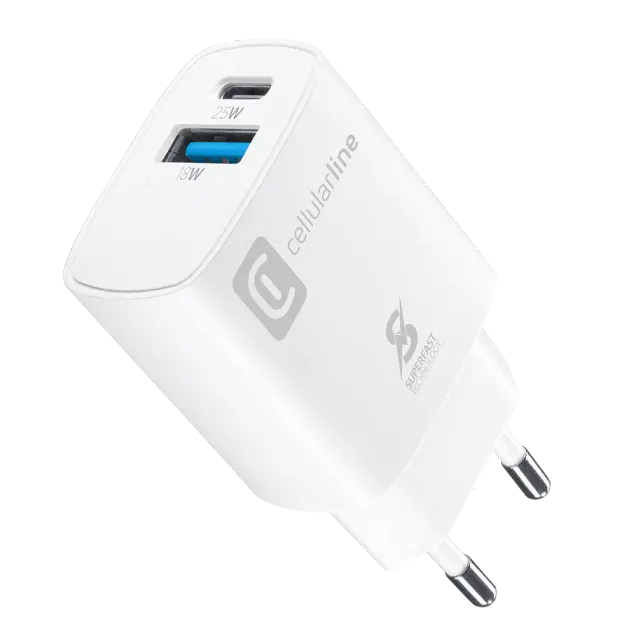 Cellularline Dual Port Travel Charger Samsung PD 25W Weiß