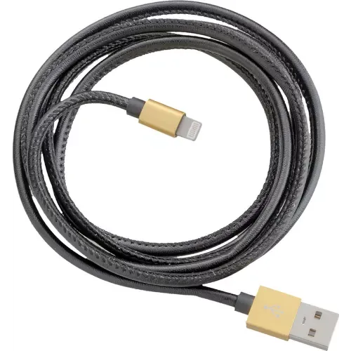 Peter Jäckel USB LEATHER TOUCH Cable Lightning with sync- and charging Schwarz