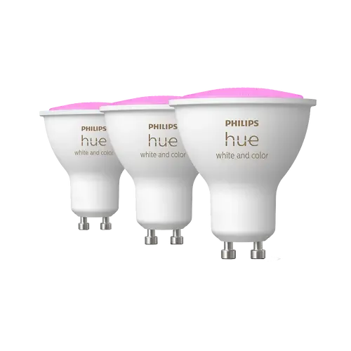 Philips Hue White & Col. Amb. GU10 Dreierpack Weiß