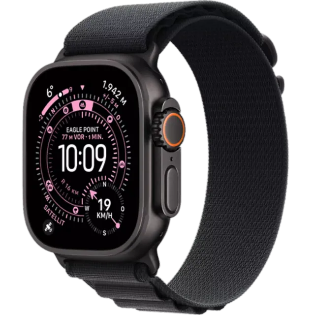 Apple Watch Ultra 3 5G Titan Alpine Loop Schwarz/Schwarz/49 mm