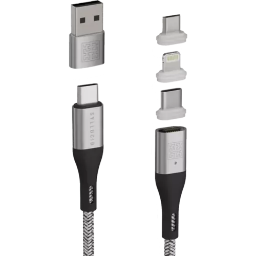 Syllucid Universal USB Ladekabel mit Reisebox (1,2m) Grau