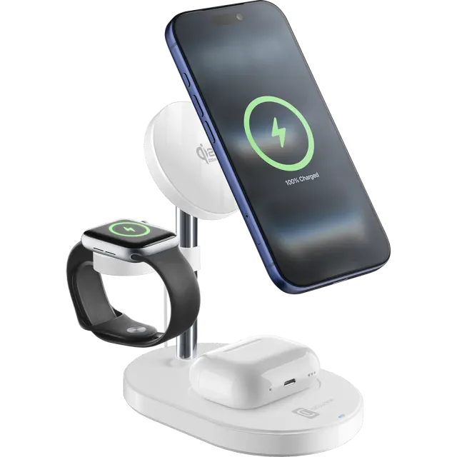 Cellularline MagSafe MAG DUO 3in1 Qi2 Wireless Charger Weiß