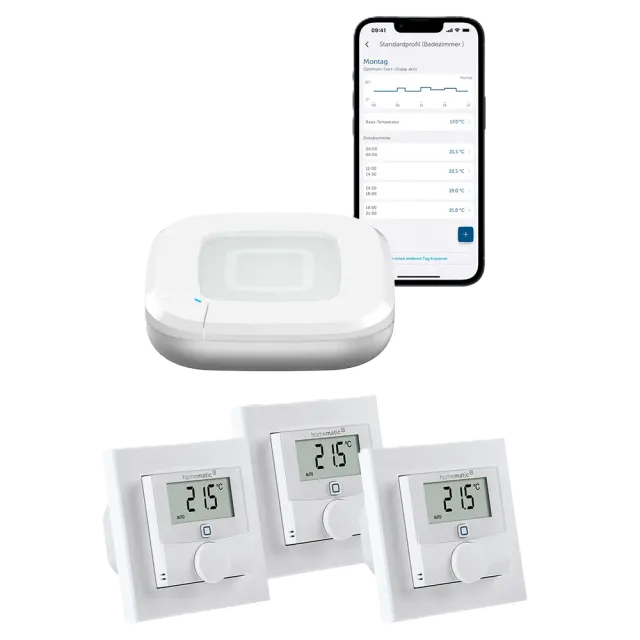 Homematic IP Set Raumklima mit AP 2 und 3 Wandthermostate Weiß