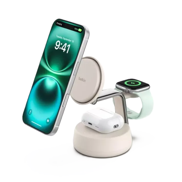 Belkin Magnetische 3-in-1-Ladestation mit Qi2 (25 W) Sand