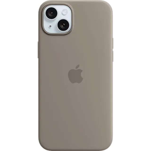 Apple Silikon Case iPhone 15 Plus mit MagSafe Tonbraun