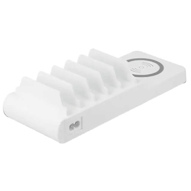 Delock USB Ladestation mit Wireless Charger mit 2x USB-C + 3x USB-A mit 110W Weiß