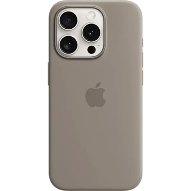 Apple Silikon Case iPhone 15 Pro Max mit MagSafe Tonbraun