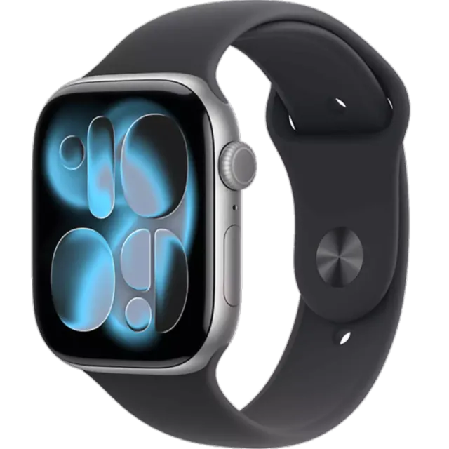 Apple Watch Series 11 GPS Aluminium Sportarmband Space Grau/Schwarz/46 mm