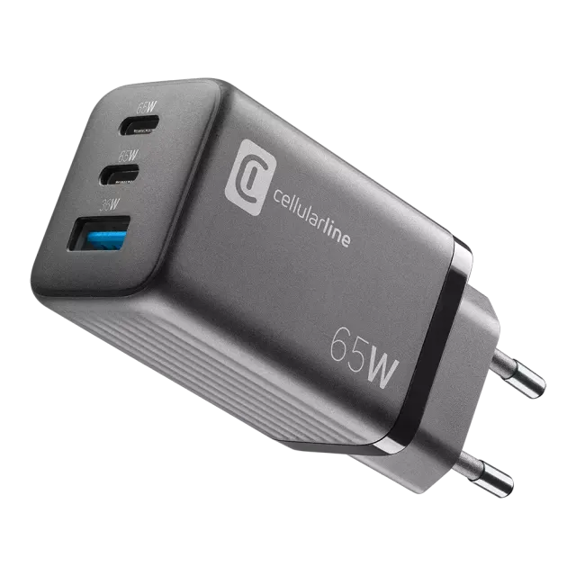 Cellularline USB Charger Multipower Micro 65W GaN 3 Ports PD Schwarz