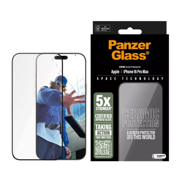 PanzerGlass® Ceramic Displayschutz iPhone 16 Pro Max | Ultra-Wide Fit Transparent