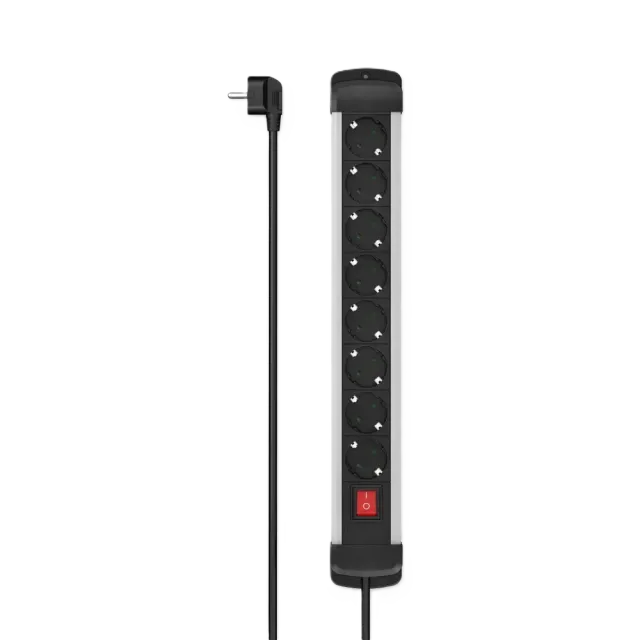 Hama Steckdosenleiste 8-fach Schalter Wandmontage 1,5 m Alu