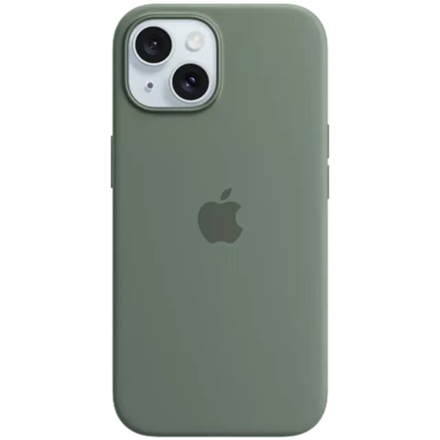 Apple Silikon Case iPhone 15 Plus mit MagSafe Zypresse