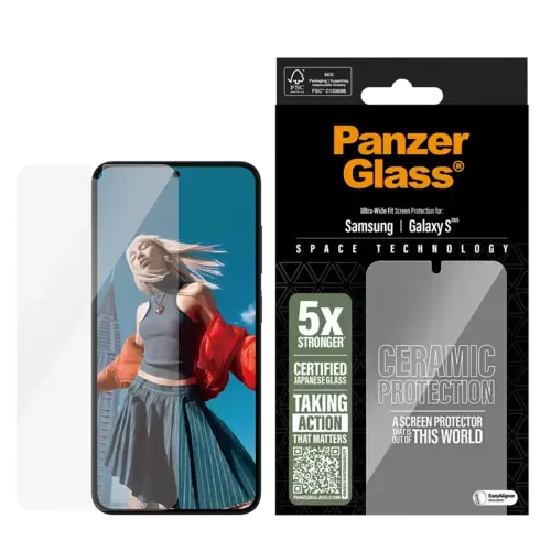 PanzerGlass Ceramic Displayschutz Samsung Galaxy S25 | Ultra-Wide Fit Klar