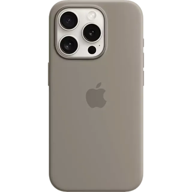 Apple Silikon Case iPhone 15 Pro mit MagSafe Tonbraun