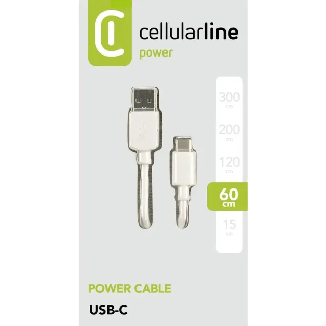 Cellularline Power Data Cable 0,6 m USB-A/ Typ-C Weiß