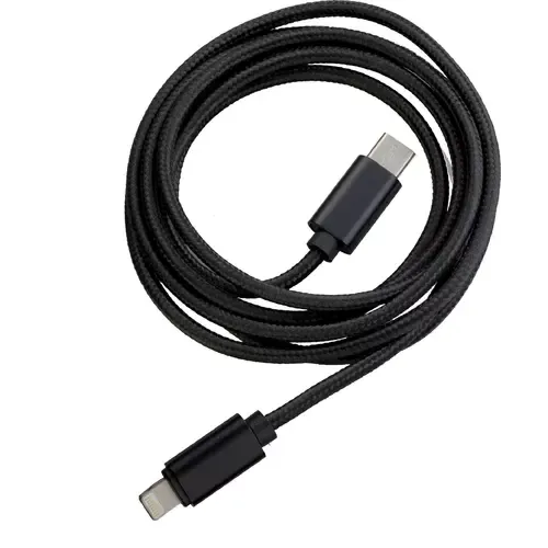 Peter Jäckel FASHION 1,5m Data Cable Typ-C/ Apple Lightning mit Sync- und Ladefunktion Schwarz