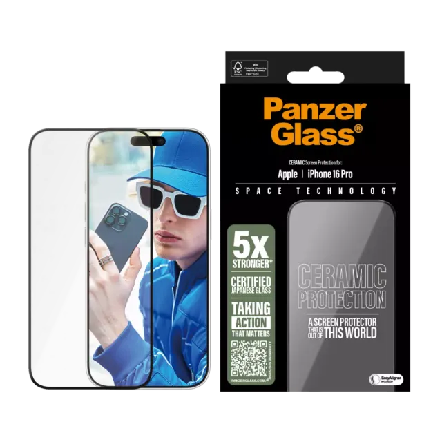 PanzerGlass® Ceramic Displayschutz iPhone 16 Pro | Ultra-Wide Fit Transparent