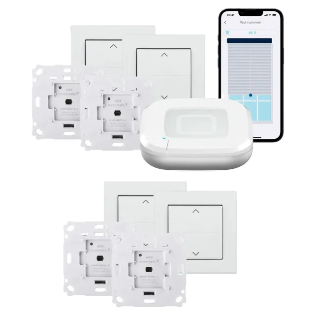 Homematic IP Starter Set Rollladensteuerung für 4 Rollladen/Rollläden & Markisen Weiß