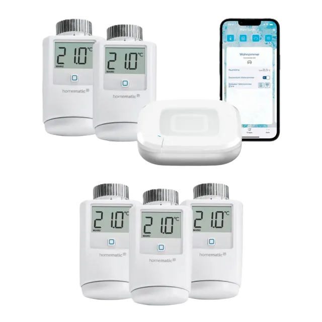 Homematic IP Starter Bundle Heizen für 5 Heizkörper Weiß