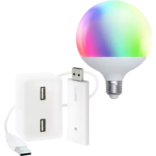 LED-Globeform white+color E27 + Funkstick