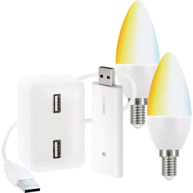 2x E14 LED-Kerzenform white + Funkstick