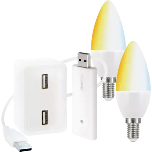 2x E14 LED-Kerzenform white + Funkstick