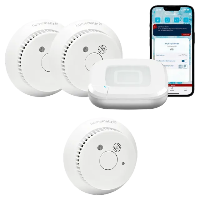 Homematic IP Starter Set Rauchwarnmelder - Rauchmelder für 3 Räume Weiß