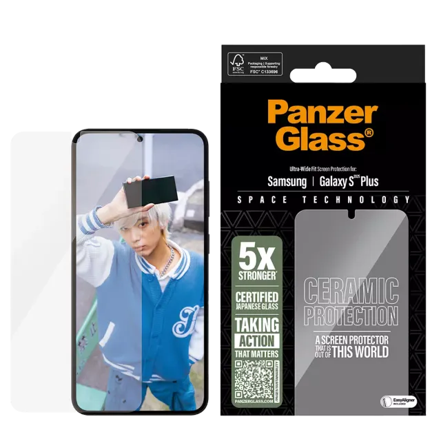 PanzerGlass Ceramic Displayschutz Samsung Galaxy S25 Plus | Ultra-Wide Fit Klar