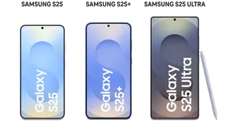 Die Samsung Galaxy S25, S25+ und S25 Modelle, nebeneinander dargestellt.