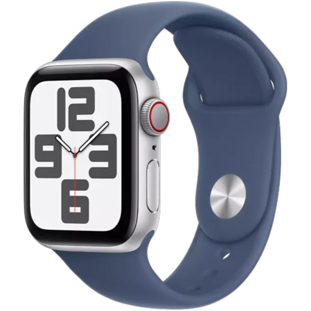 Apple Watch SE (2023) Aluminium Sportarmband Silber/Denim S/M