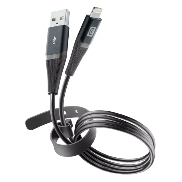 Cellularline S.p.A. Pro+ Data Cable Belt 1,2m USB-A/ Apple Lightning Schwarz