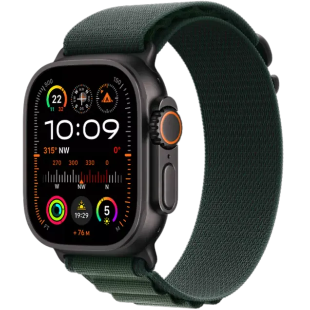 Apple Watch Ultra 2 Titan Alpine Loop Titan Schwarz/Dunkelgrün Medium