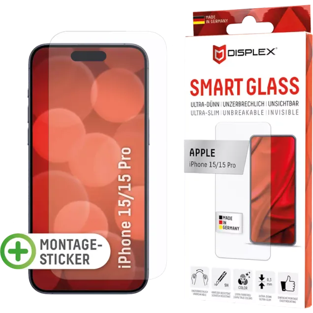 Displex Smart Glass für iPhone 15/15 Pro