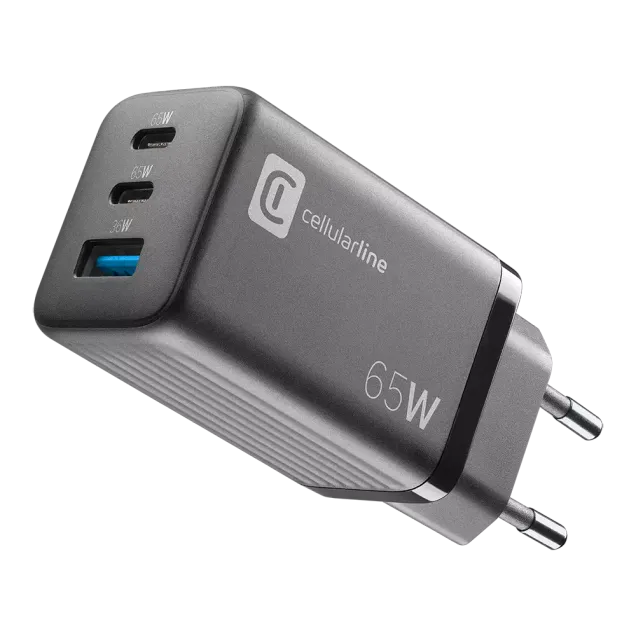 Cellularline USB Charger Multipower Micro 65W GaN 3 Ports PD Schwarz