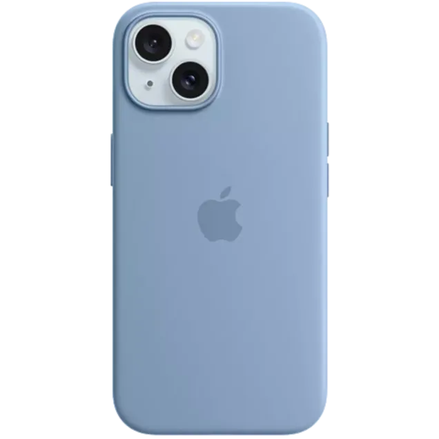 Apple Silikon Case iPhone 15 Plus mit MagSafe Winterblau