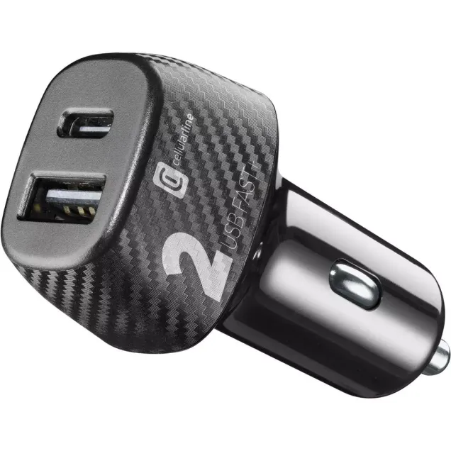 Cellularline USB Car Charger Multipower 2 Fast+ 32W Black Schwarz