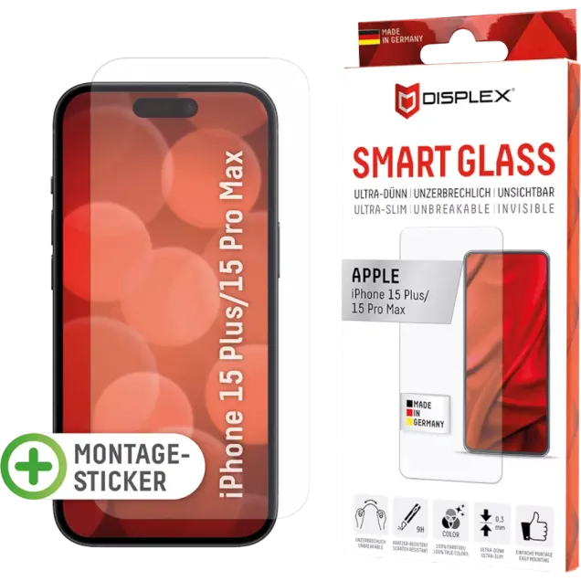 Displex Smart Glass für iPhone 15 Plus/15 Pro Max