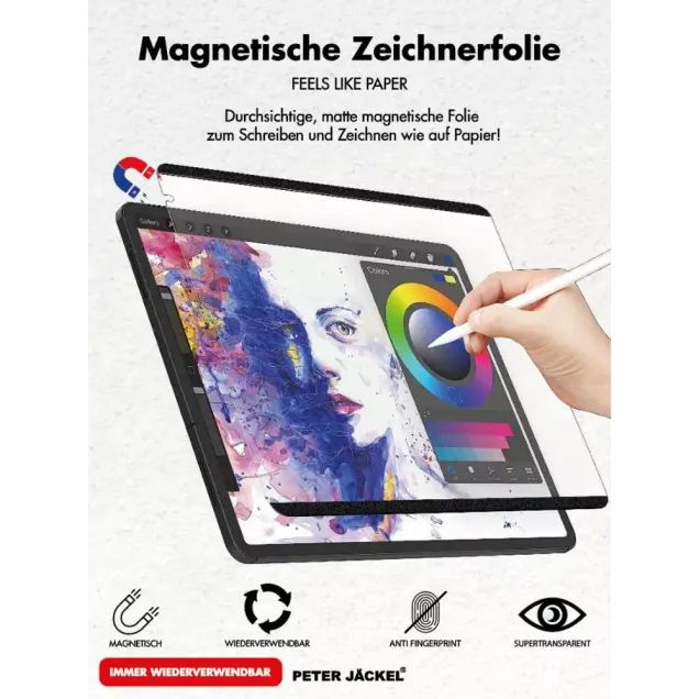 Peter Jäckel Magnet Paperlike Folie Apple iPad Pro (2021) 11/ iPad Pro (2020) 11/ iPad Pro (2018) 11/ iPad Air 4 10.9 (2020)/ iPad Air 5 10.9 (2022) Transparent