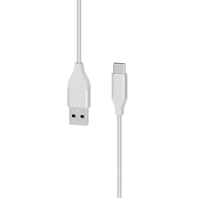 XLayer PREMIUM Metallic USB to Type C (USB-C) Cable 1.5 m (Fast Charging 3A/USB 2.0) Silber