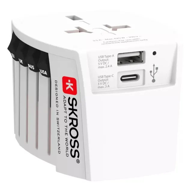 SKROSS World Travel Adapter MUV USB (AC) Weiß