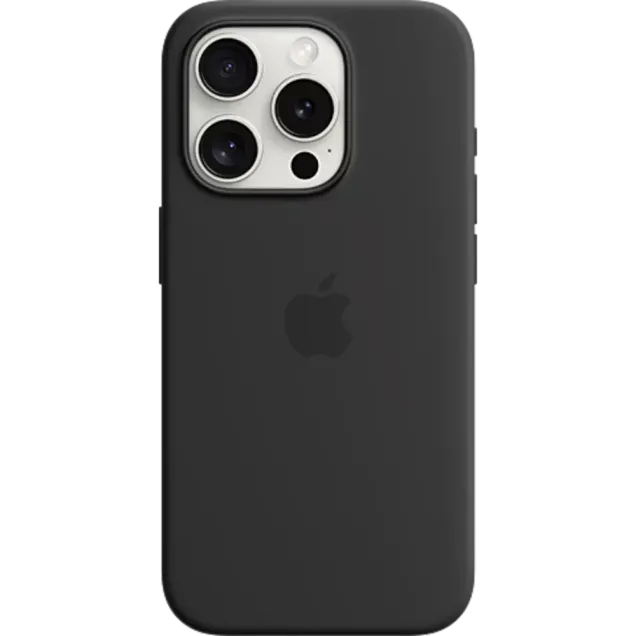 Apple Silikon Case iPhone 15 Pro Max mit MagSafe Schwarz